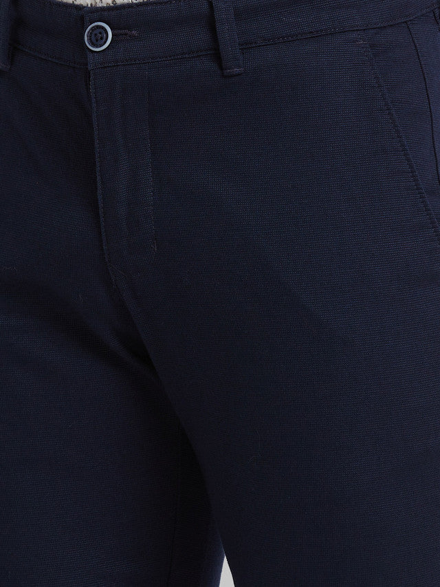 Parx Men Blue Solid Tapered Fit Trouser - Image 6