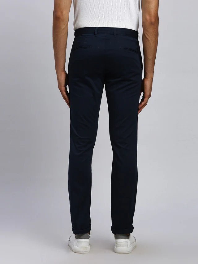Parx Men Blue Solid Tapered Fit Trouser - Image 4
