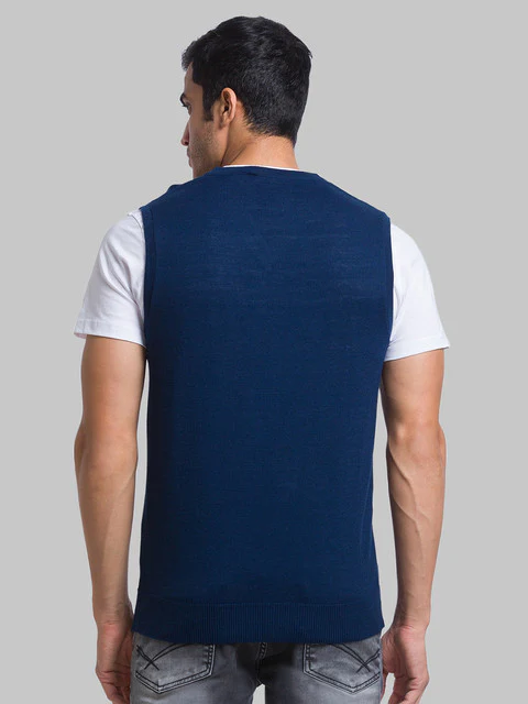 Parx Men Blue Solid Wool Blend Sweater - Image 4