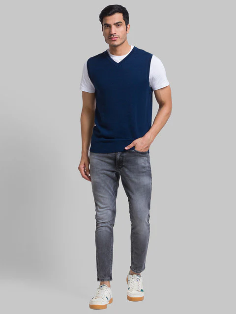 Parx Men Blue Solid Wool Blend Sweater - Image 5