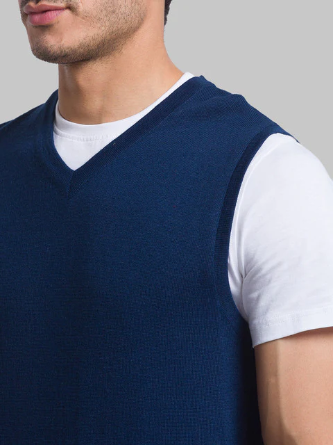 Parx Men Blue Solid Wool Blend Sweater - Image 6