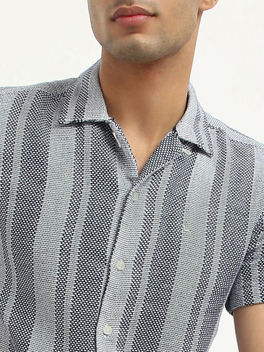 Parx Men Blue Stripe Slim Fit Cotton Casual Shirt - Image 6