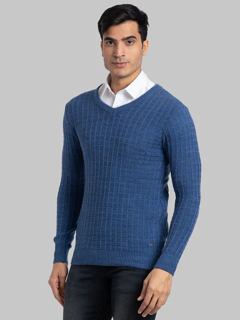 Parx Men Blue Structure Acrylic Sweater - Image 3