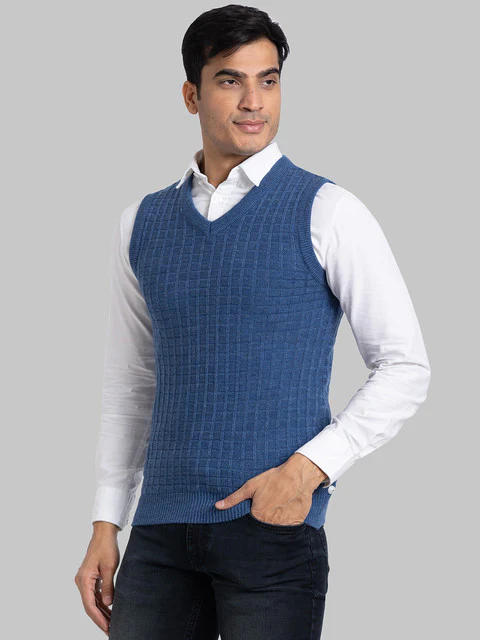 Parx Men Blue Structure Acrylic Sweater - Image 3