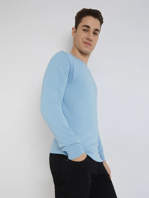 Parx Men Blue Structure Regular Fit Cotton Sweatshirt - Image 2