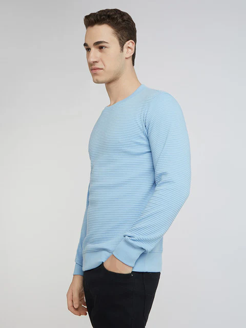 Parx Men Blue Structure Regular Fit Cotton Sweatshirt - Image 3