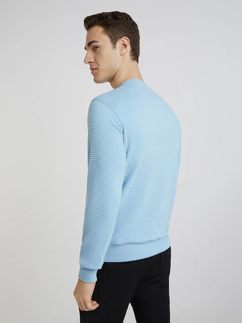 Parx Men Blue Structure Regular Fit Cotton Sweatshirt - Image 4