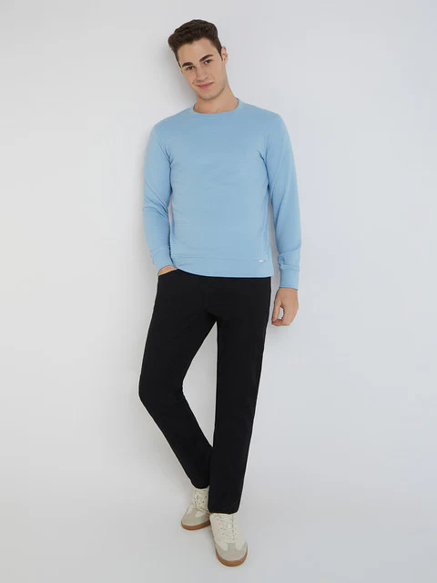 Parx Men Blue Structure Regular Fit Cotton Sweatshirt - Image 5