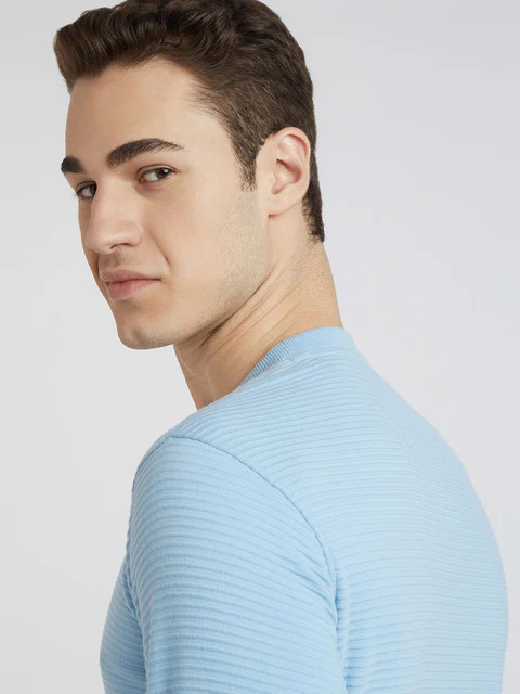 Parx Men Blue Structure Regular Fit Cotton Sweatshirt - Image 7