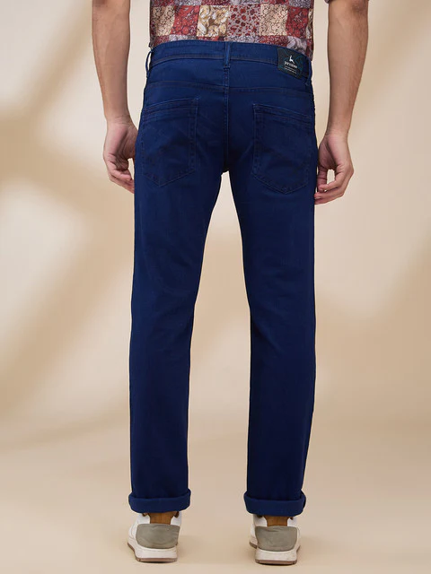 Parx Men Blue Twill Low Rise Tapered Fit Cotton Blend Jeans - Image 4