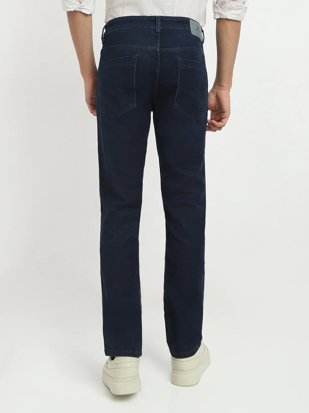 Parx Men Blue Twill Low Rise Tapered Fit Cotton Blend Jeans - Image 4