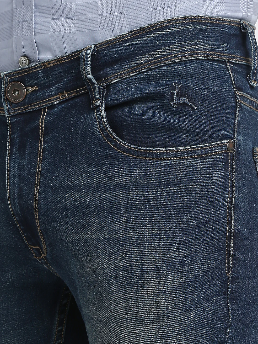 Parx Men Blue Twill Low Rise Tapered Fit Cotton Blend Jeans - Image 6