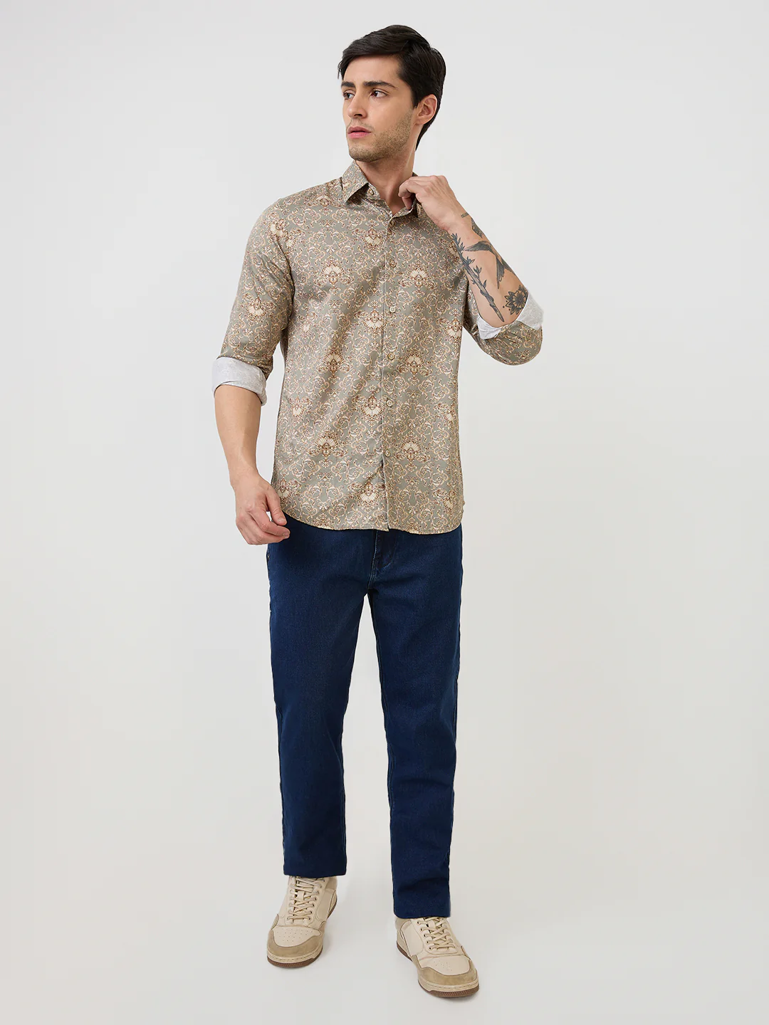 Parx Men Blue Twill Mid Rise Straight Fit Cotton Blend Jeans - Image 5