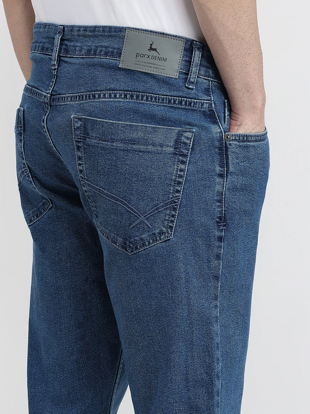 Parx Men Blue Twill Slim Tapered Fit Cotton Blend Jeans - Image 6