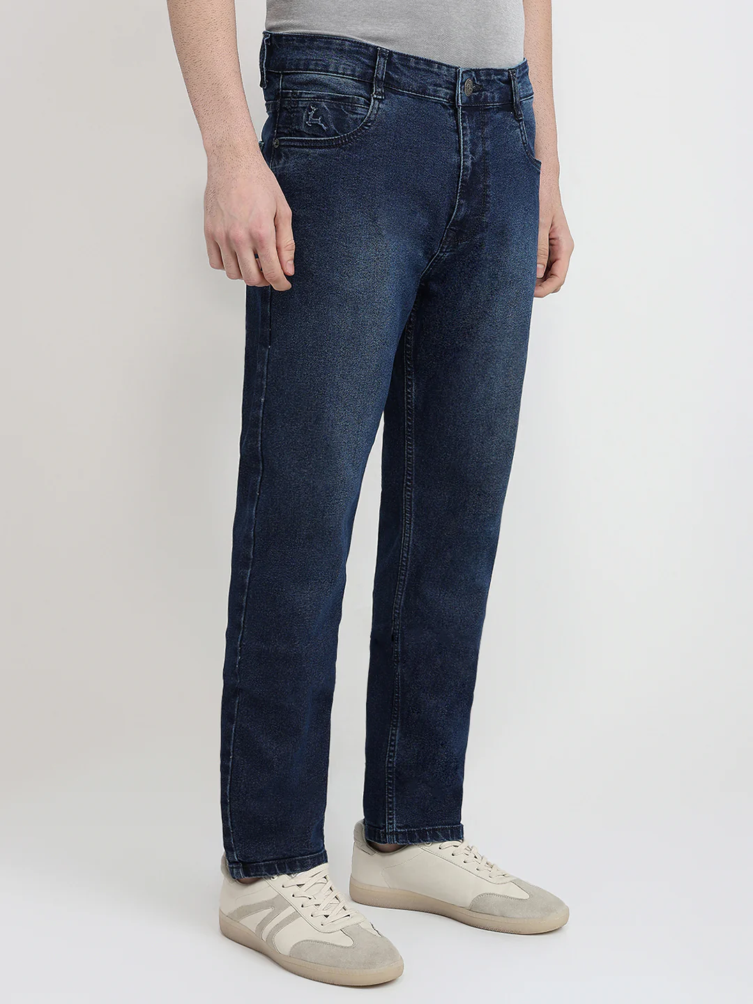 Parx Men Blue Twill Slim Tapered Fit Cotton Blend Jeans - Image 3