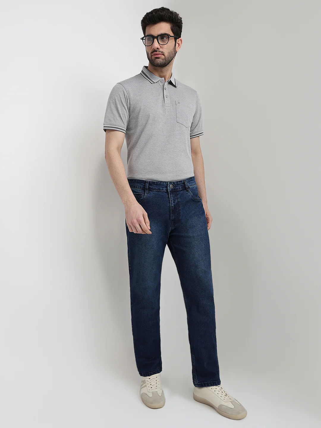 Parx Men Blue Twill Slim Tapered Fit Cotton Blend Jeans - Image 7