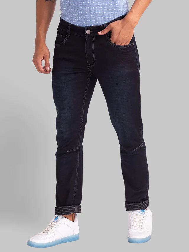Parx Men Blue Woven Design Skinny Fit Jeans - Image 3