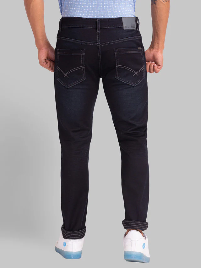 Parx Men Blue Woven Design Skinny Fit Jeans - Image 4