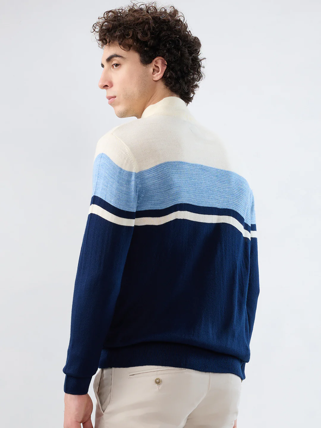 Parx Men Blue Yarn Dyed Acrylic Sweatshirt - Image 4