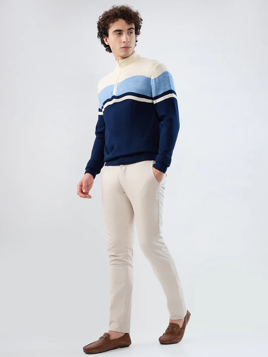 Parx Men Blue Yarn Dyed Acrylic Sweatshirt - Image 5