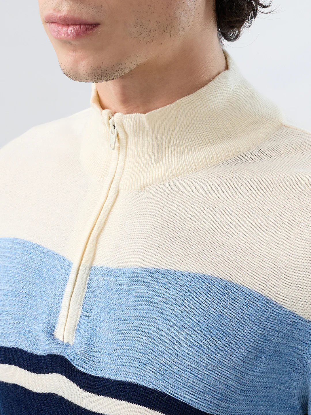 Parx Men Blue Yarn Dyed Acrylic Sweatshirt - Image 6