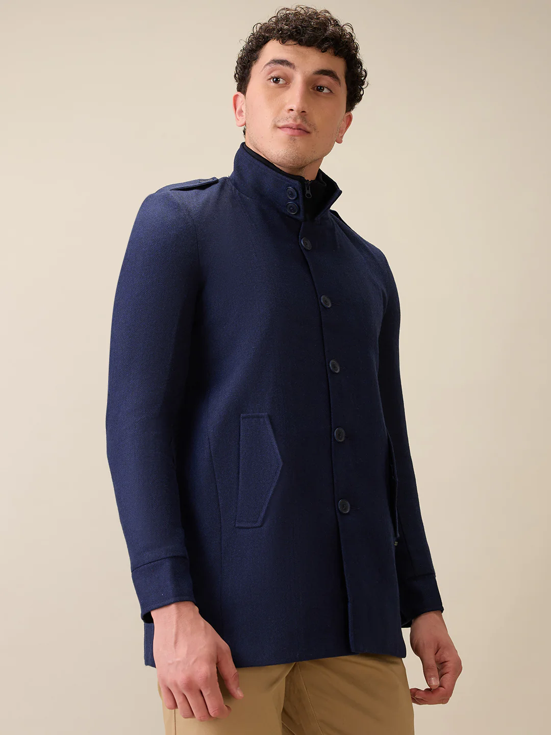 Parx Men Blue Yarn Dyed Polyester Jacket - Image 2