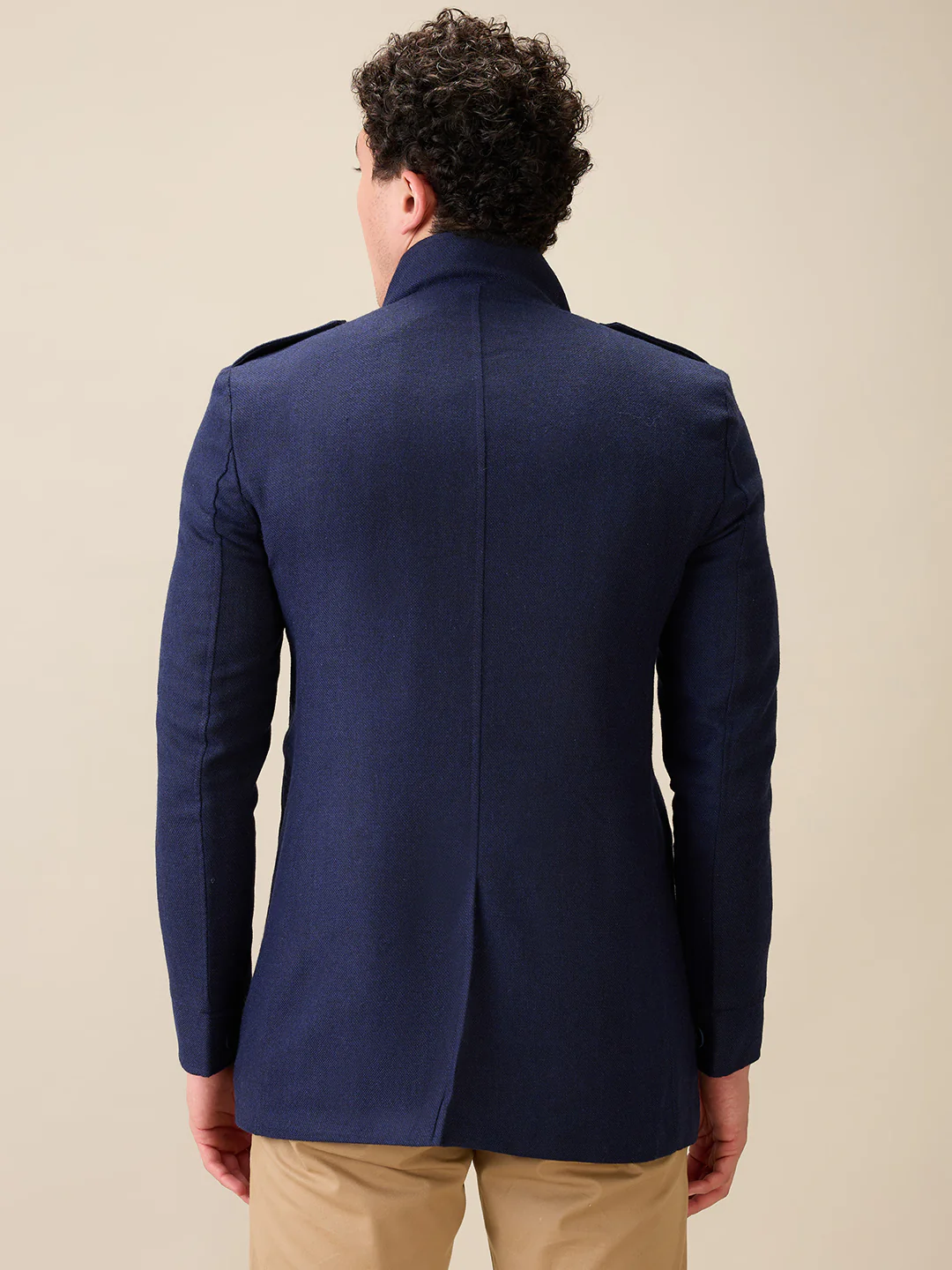 Parx Men Blue Yarn Dyed Polyester Jacket - Image 4