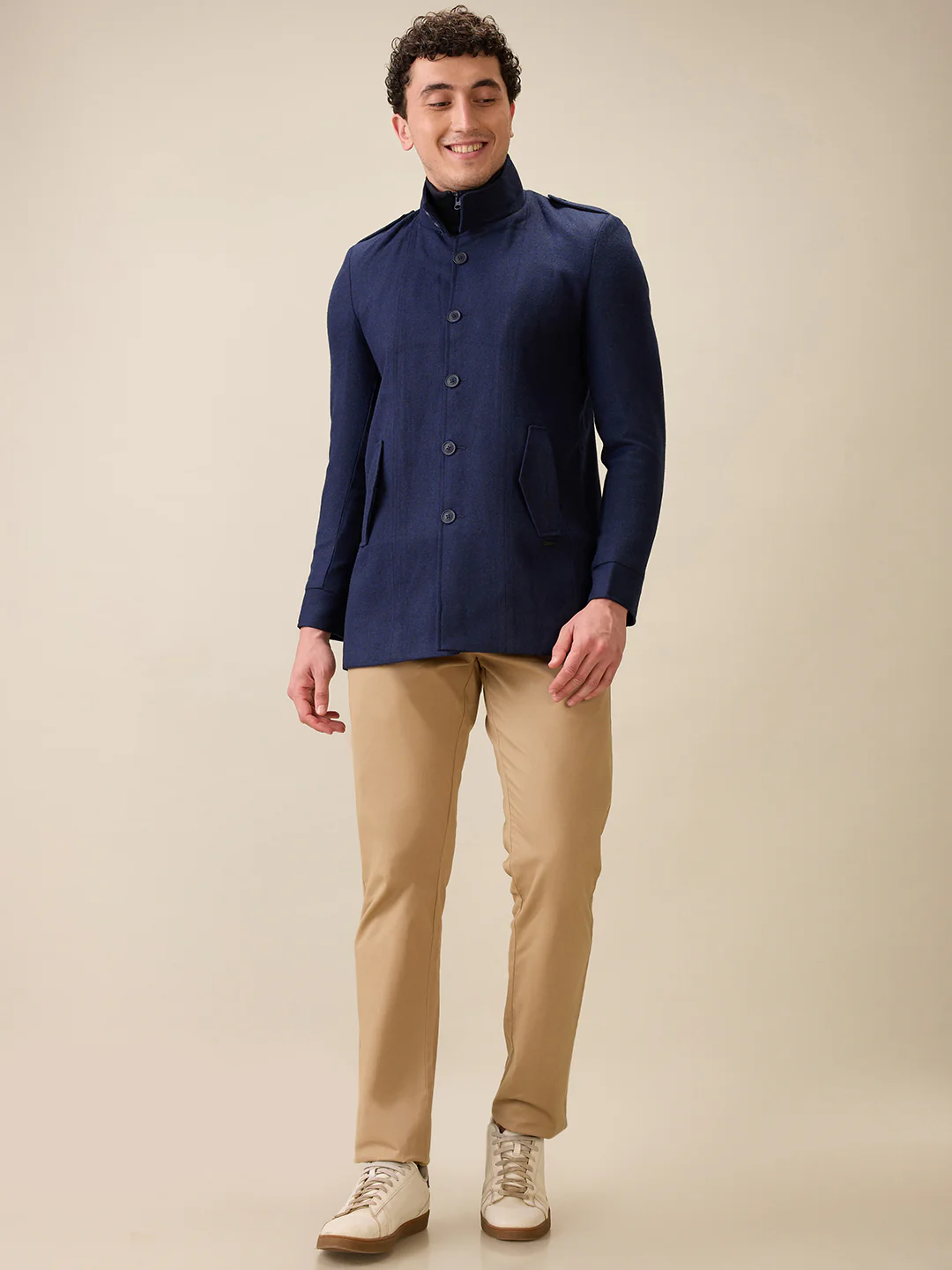 Parx Men Blue Yarn Dyed Polyester Jacket - Image 5