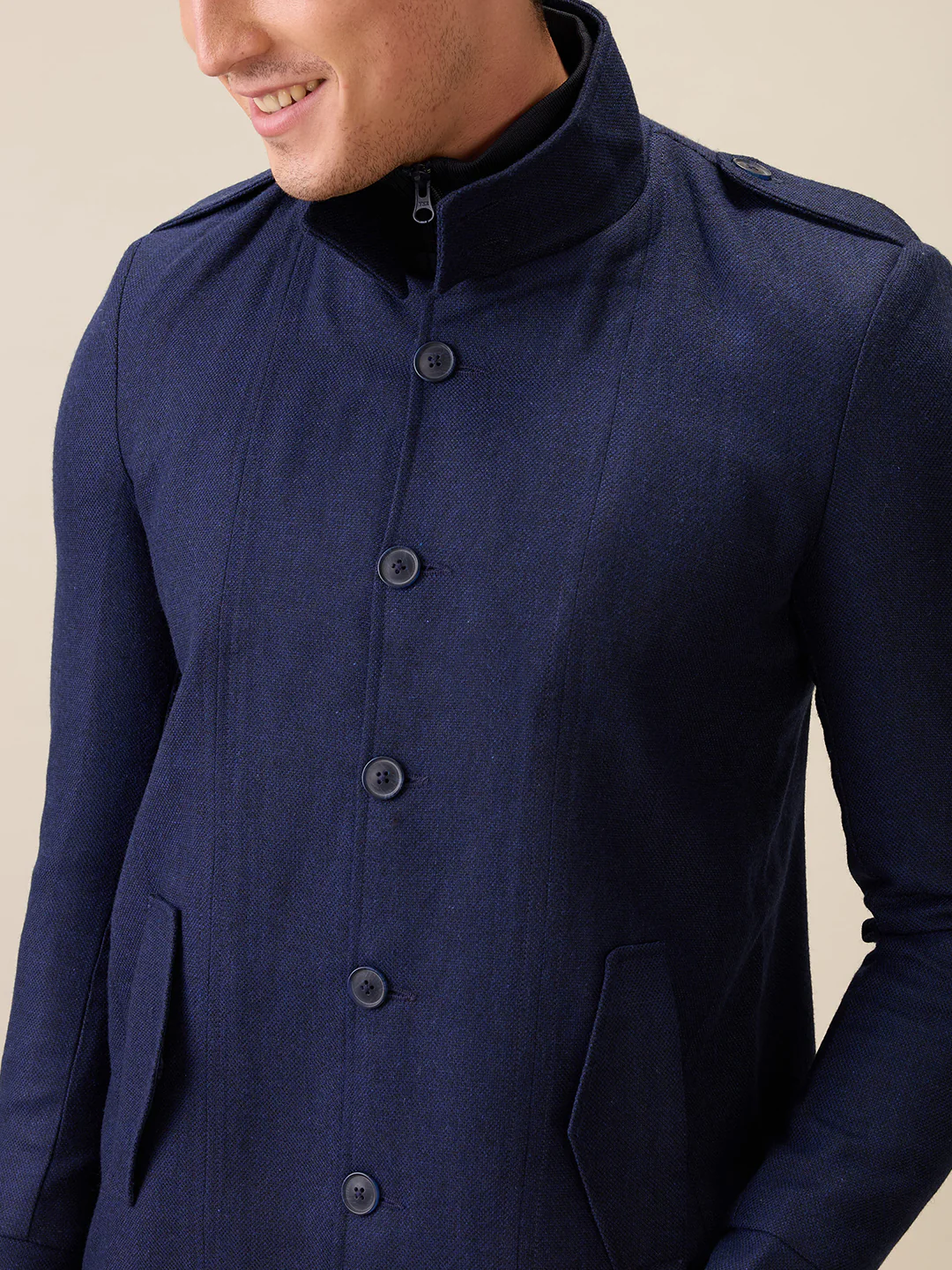 Parx Men Blue Yarn Dyed Polyester Jacket - Image 6
