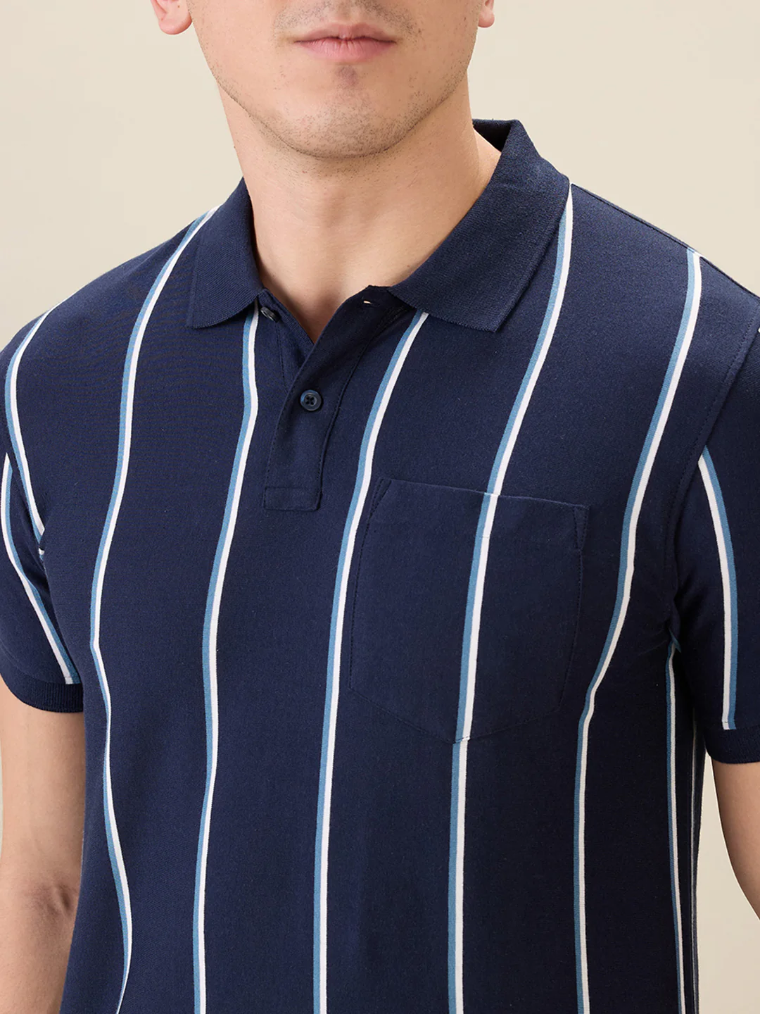 Parx Men Blue Yarn Dyed Regular Fit Cotton Blend Half Sleeve T-Shirt - Image 6