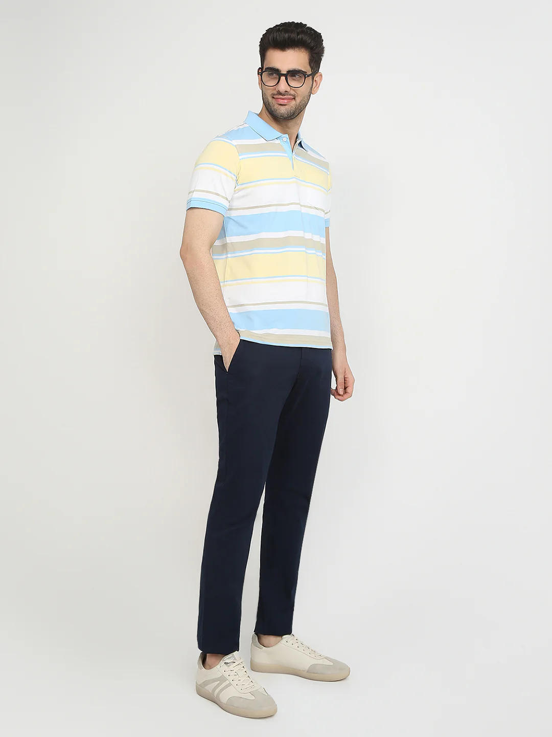 Parx Men Blue Regular Fit Yarn Dyed Polo Neck Collar T-Shirt - Image 5