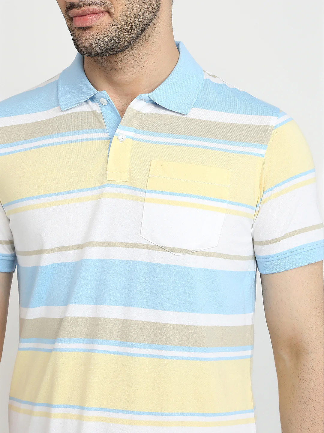 Parx Men Blue Regular Fit Yarn Dyed Polo Neck Collar T-Shirt - Image 6