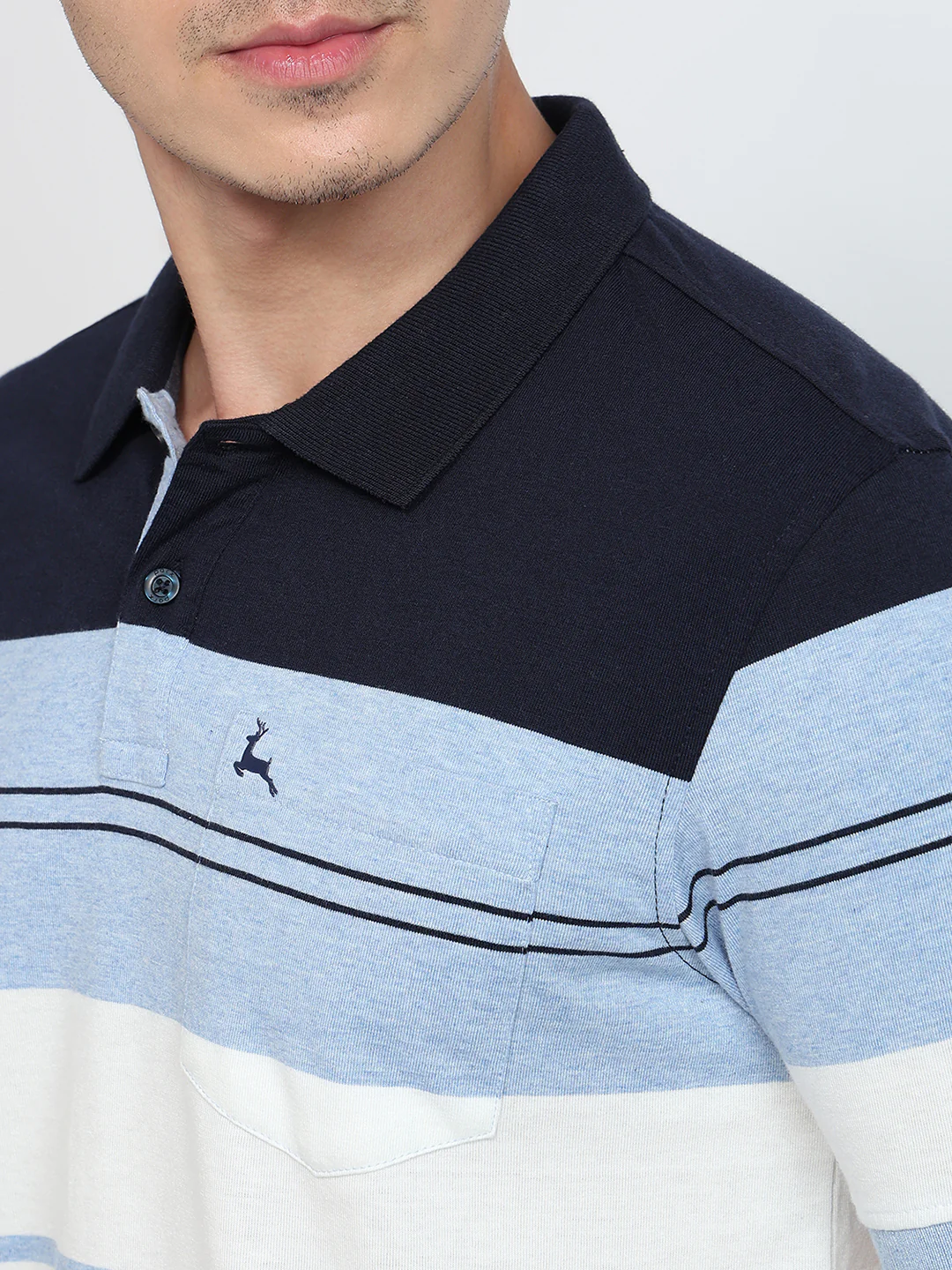 Parx Men Blue Yarn Dyed Regular Fit Cotton T-Shirt - Image 6