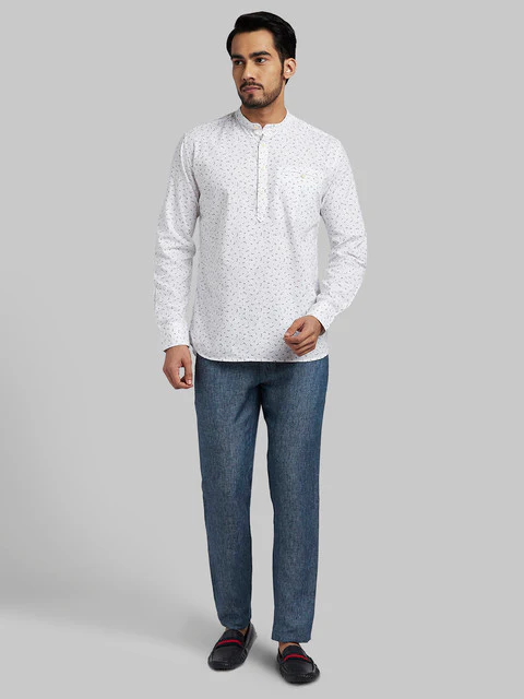 Parx Men Blue Yarn Dyed Slim Tapered Fit Linen Trouser - Image 5