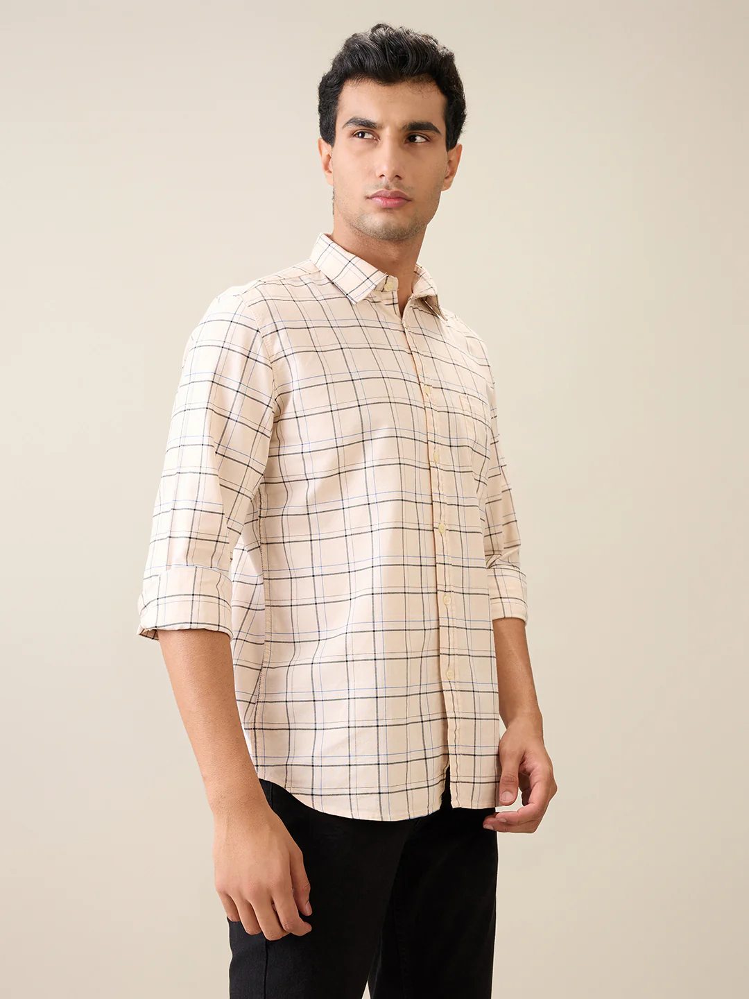 Parx Men Brown Checks Slim Fit Cotton Casual Shirt - Image 3