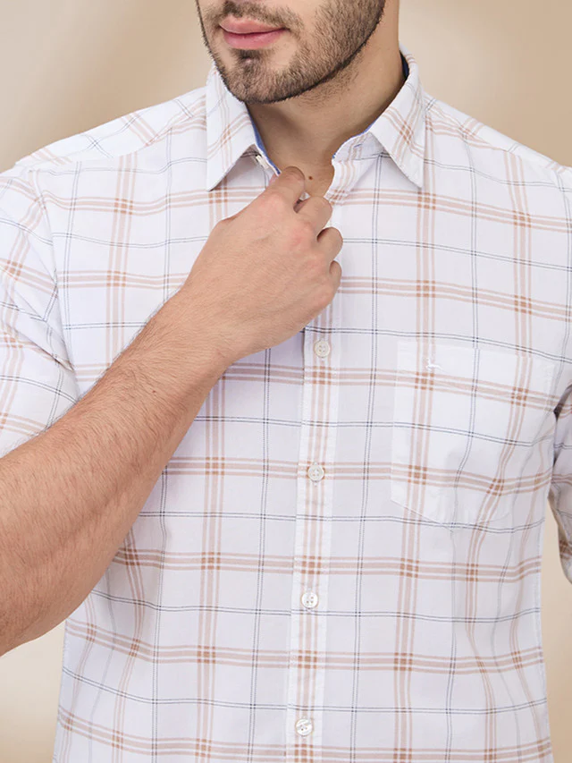 Parx Men Brown Checks Slim Fit Cotton Casual Shirt - Image 5