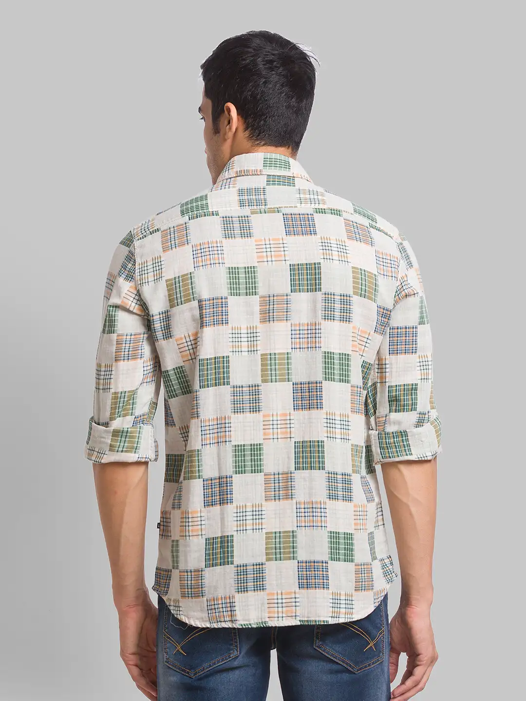 Parx Men Brown Checks Slim Fit Cotton Full Sleeve Cutaway Collar Shirt - Image 4