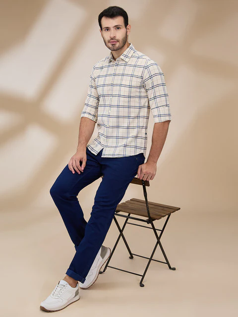 Parx Men Brown Checks Slim Fit Cotton Shirt - Image 2