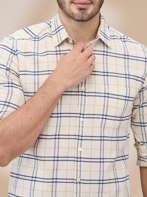 Parx Men Brown Checks Slim Fit Cotton Shirt - Image 5