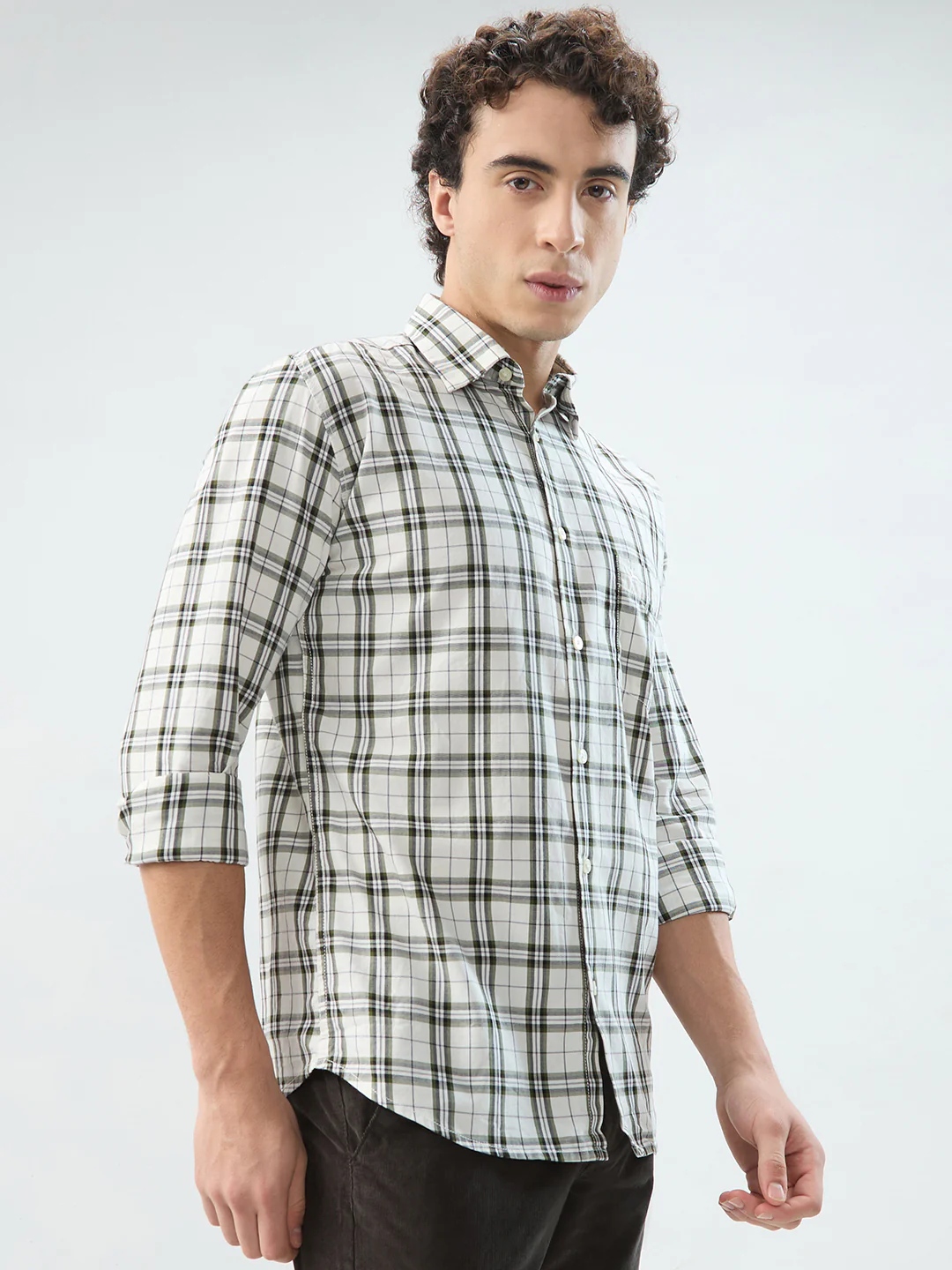 Parx Men Brown Checks Slim Fit Cotton Shirt - Image 2