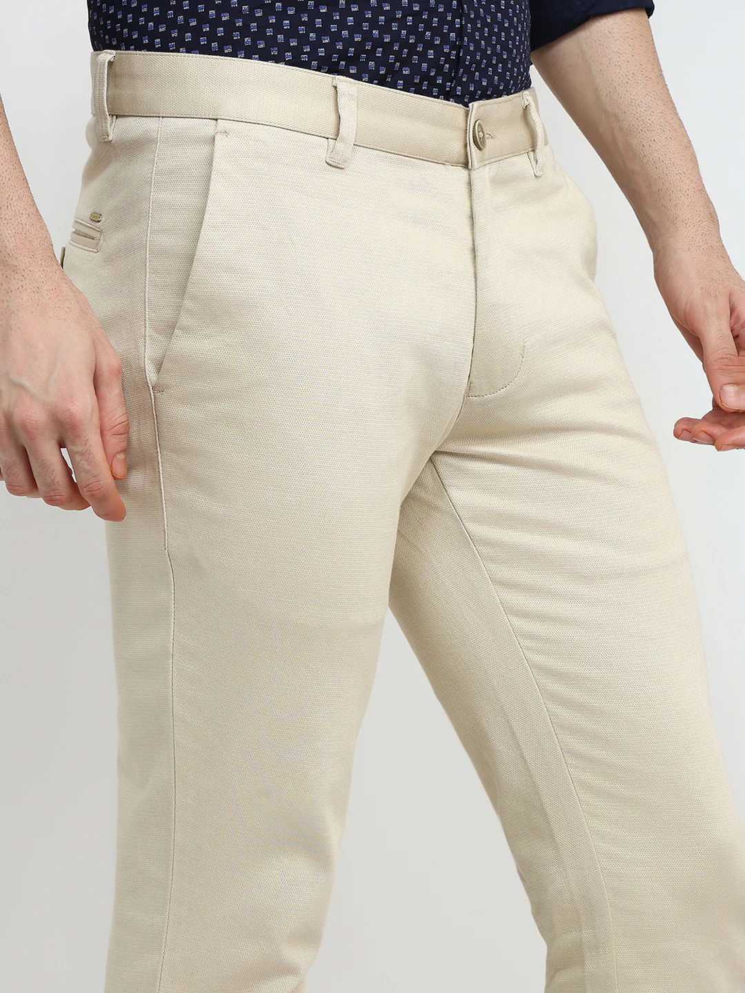 Parx Men Brown Dobby Super Slim Fit Cotton Blend Trouser - Image 6