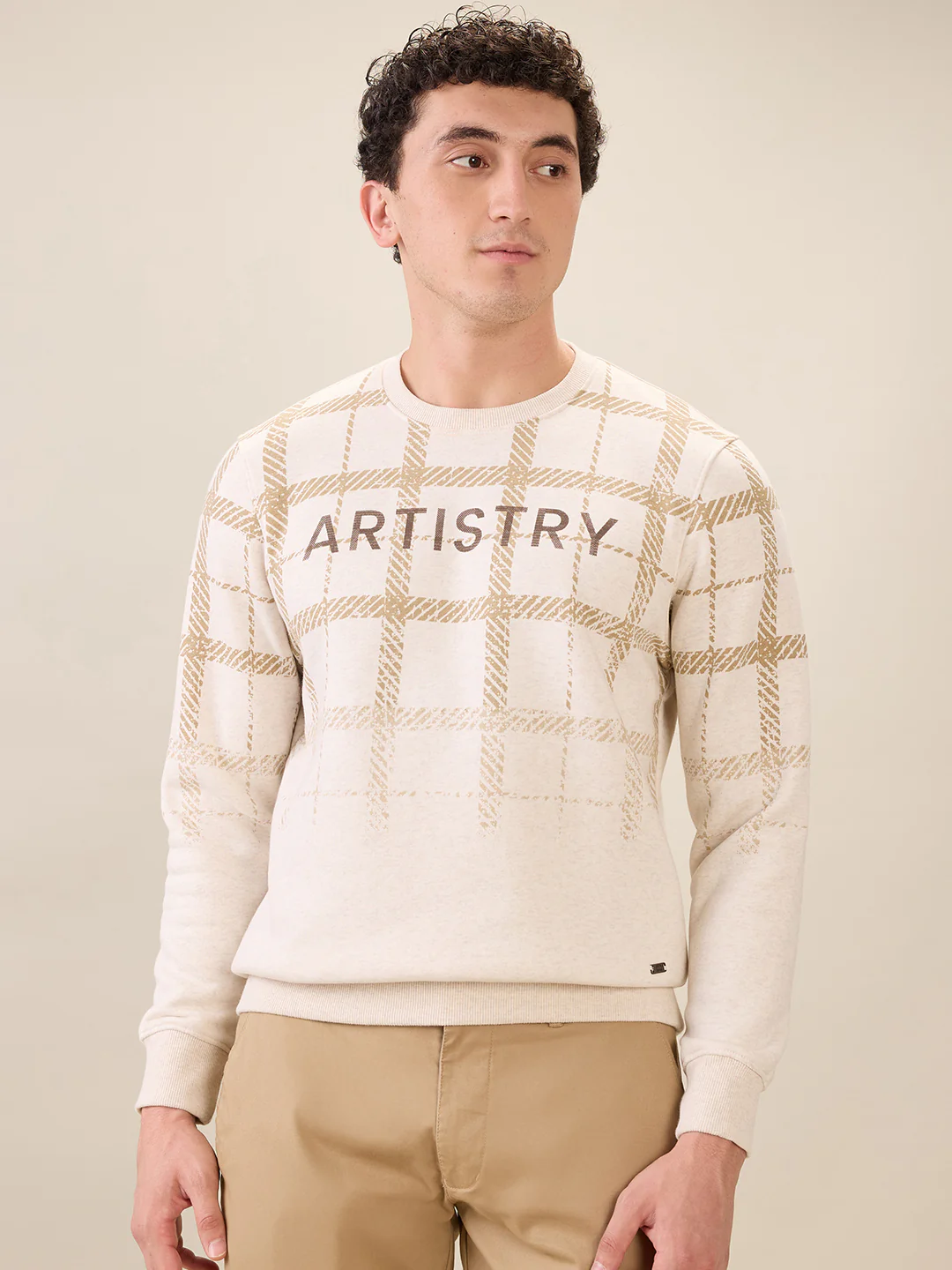 Parx Men Brown Graphic Regular Fit Cotton Blend Sweatshirt