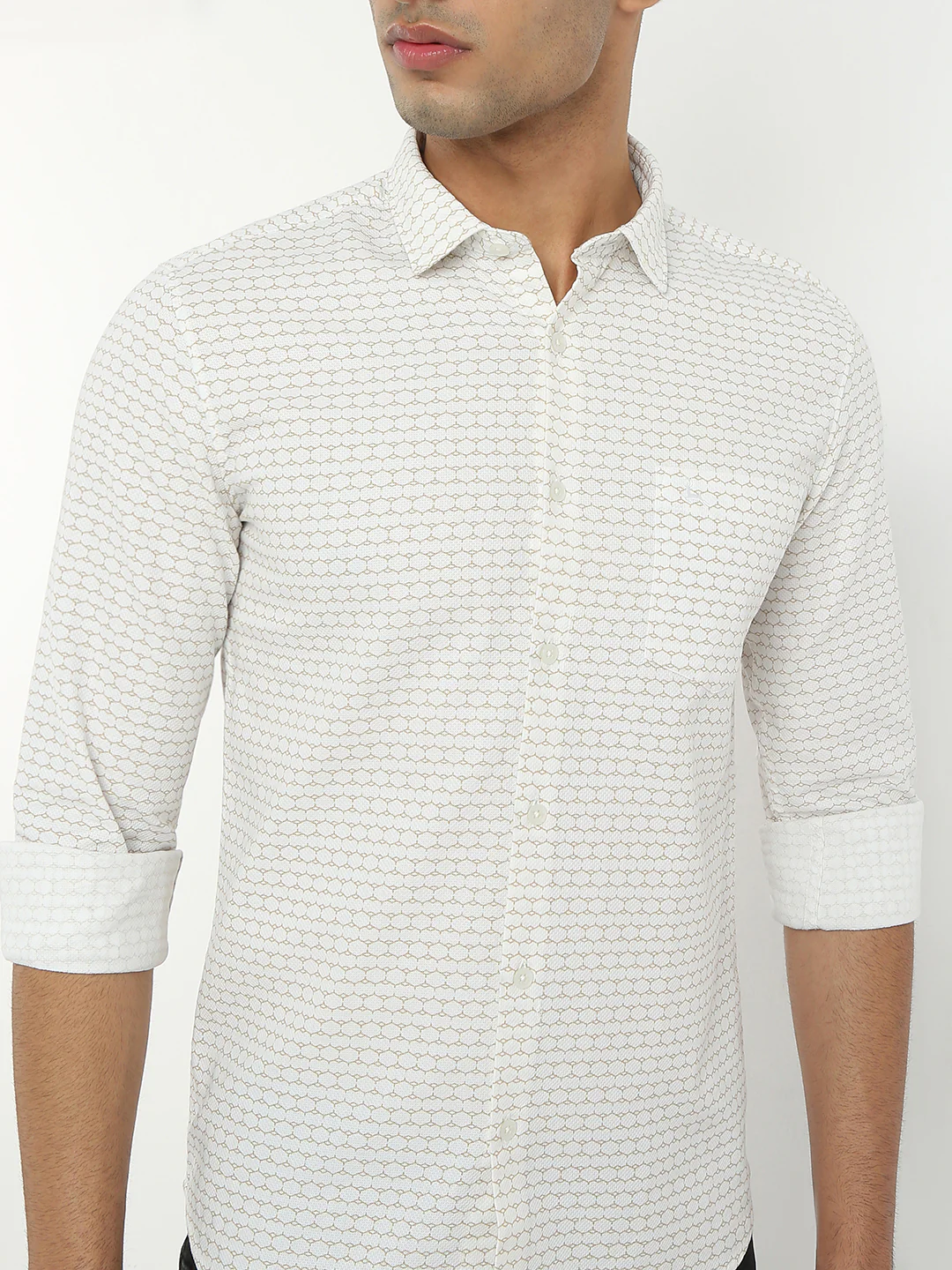Parx Men Brown Print Slim Fit Cotton Casual Shirt - Image 6