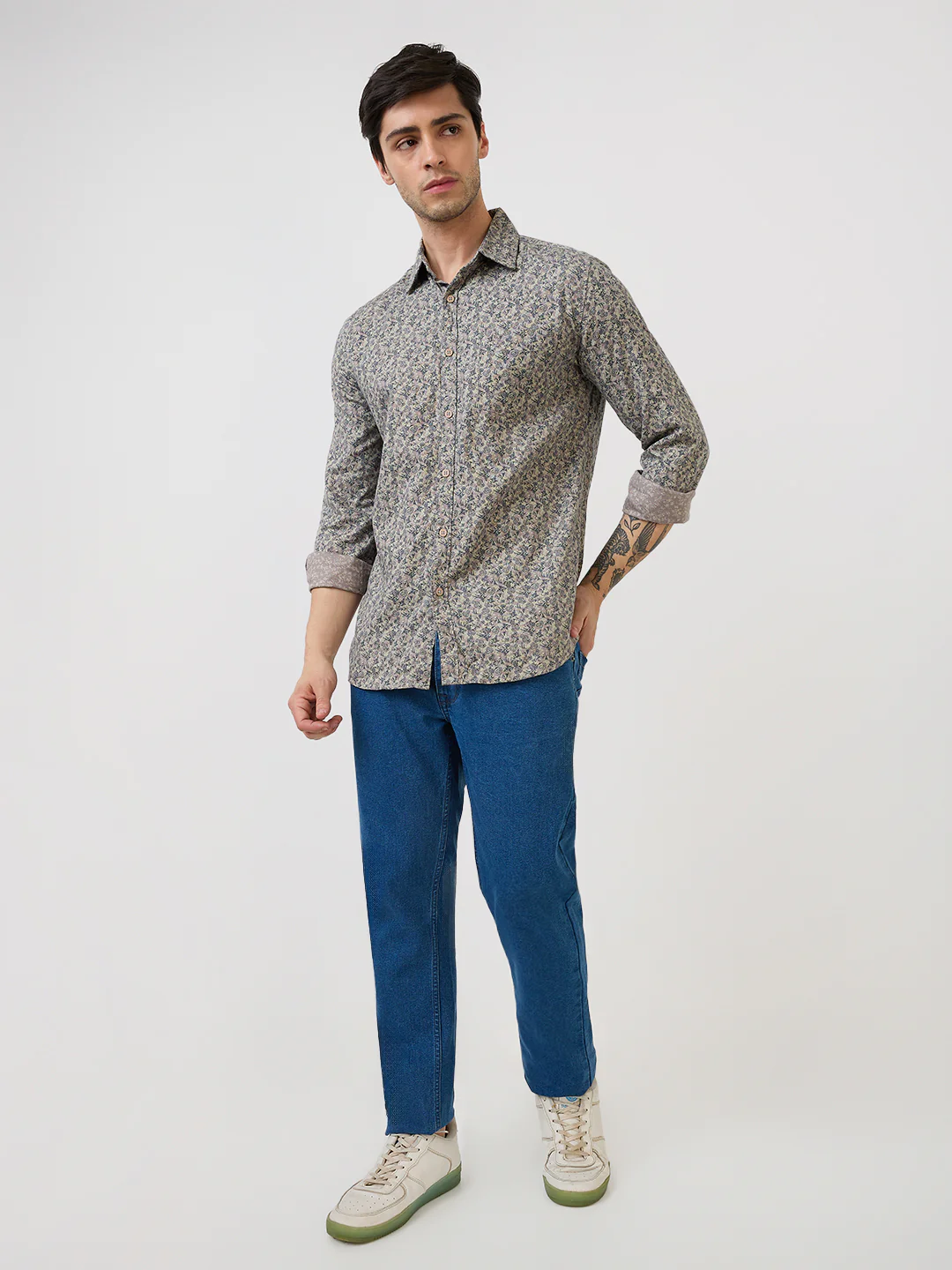 Parx Men Brown Print Slim Fit Cotton Casual Shirt - Image 6