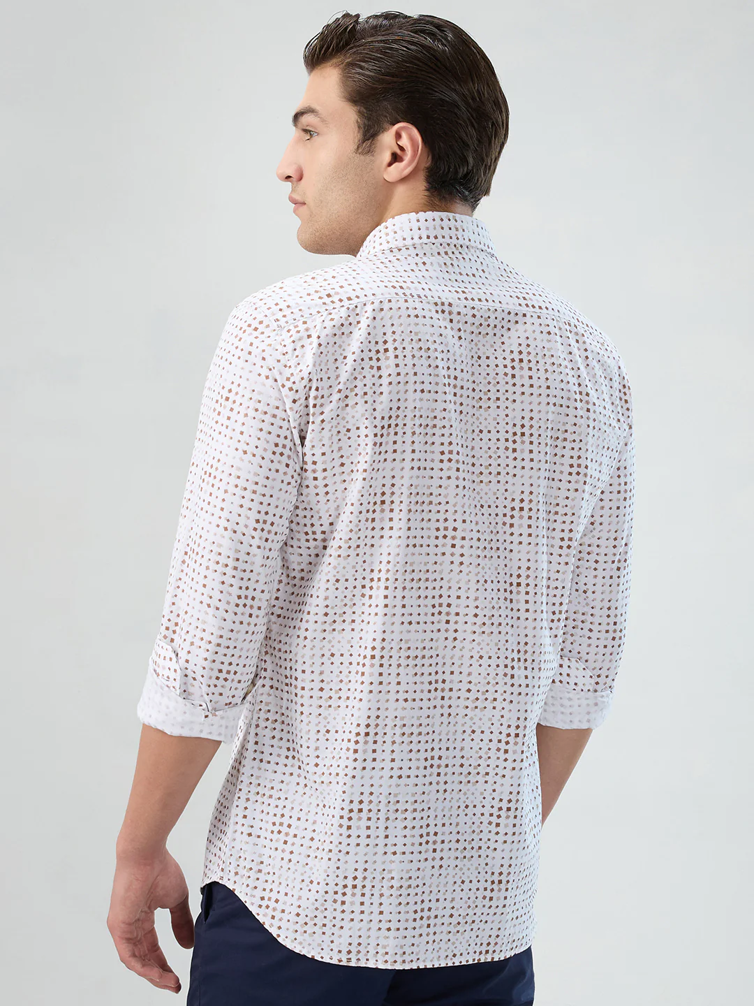 Parx Men Brown Print Slim Fit Cotton Shirt - Image 4