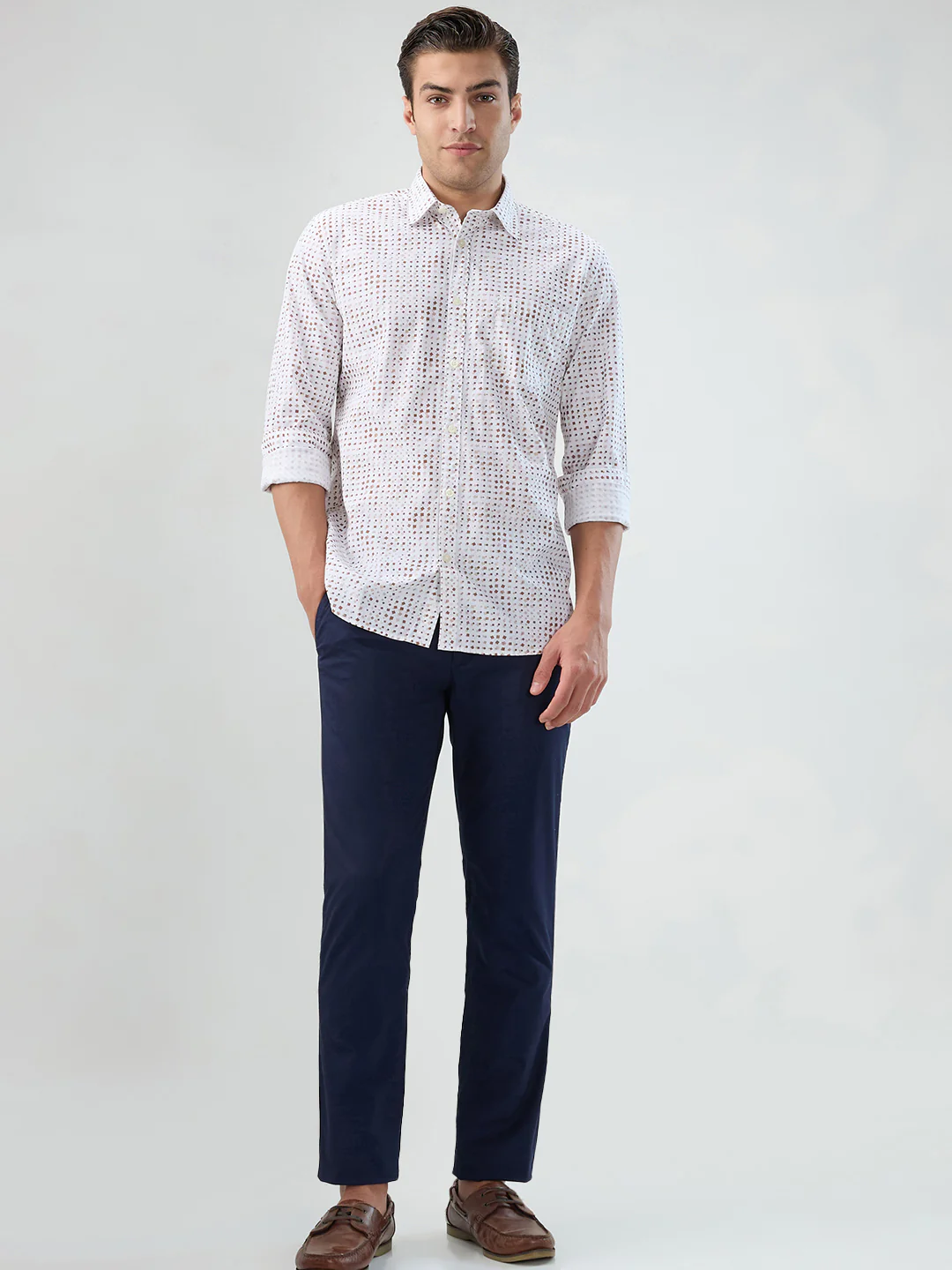 Parx Men Brown Print Slim Fit Cotton Shirt - Image 5