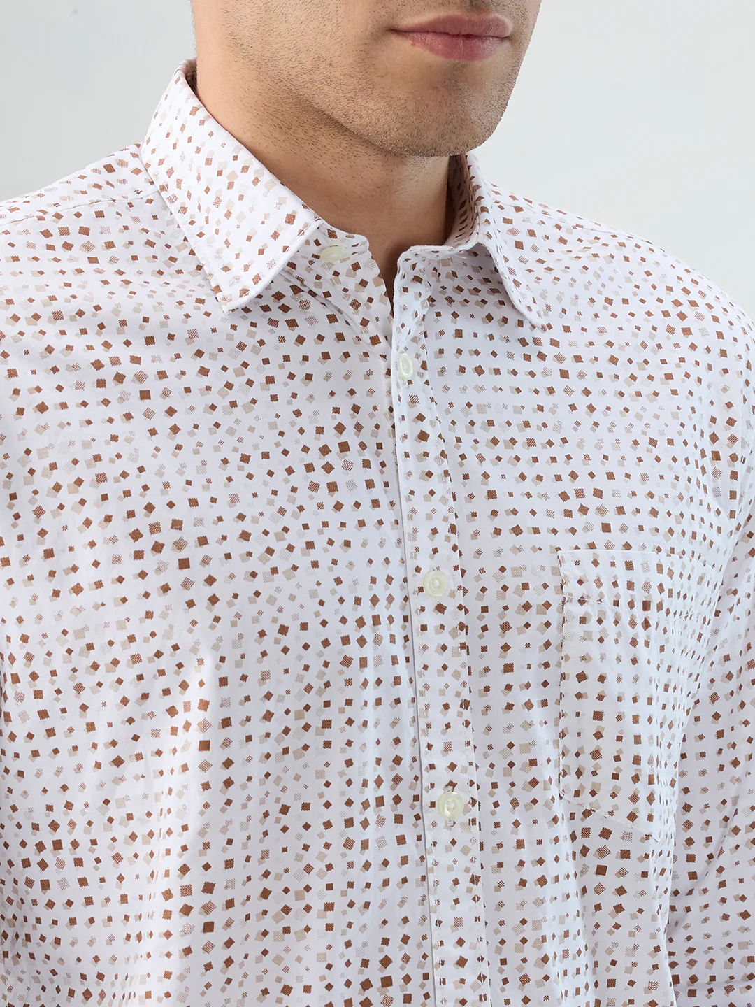 Parx Men Brown Print Slim Fit Cotton Shirt - Image 6