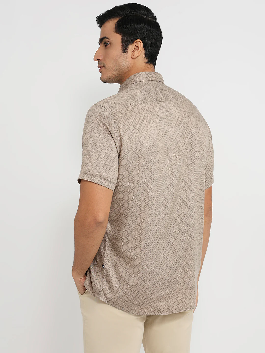 Parx Men Brown Print Slim Fit Tencel Shirt - Image 4