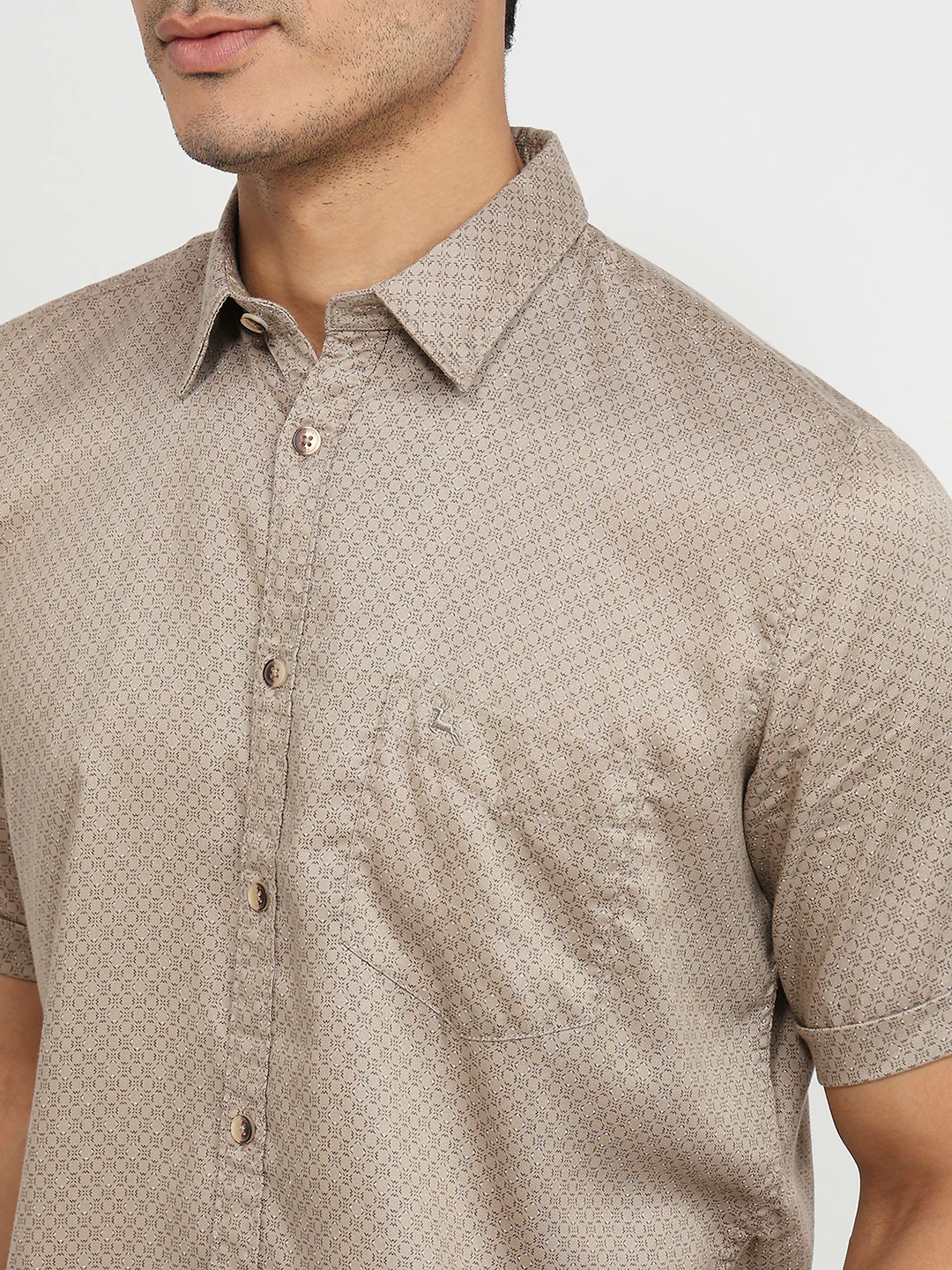 Parx Men Brown Print Slim Fit Tencel Shirt - Image 6