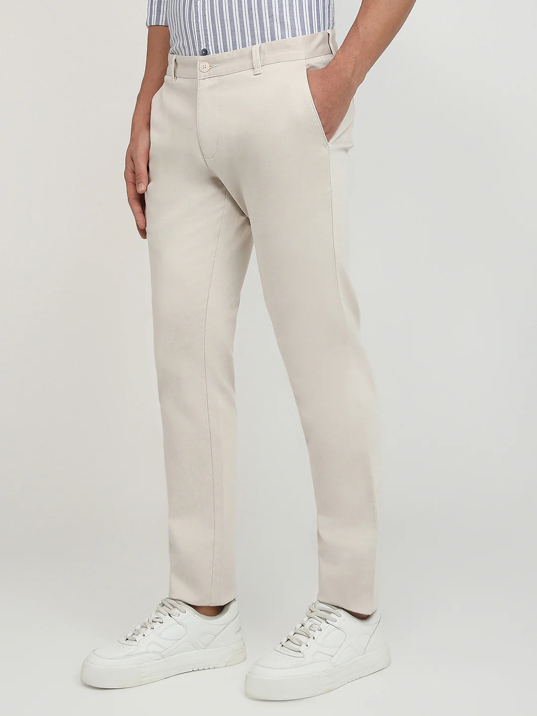 Parx Men Brown Printed Low Rise Tapered Fit Cotton Blend Trouser - Image 2